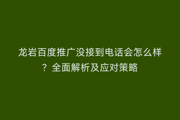 龙岩百度推广没接到电话会怎么样?全面解析及应对策略