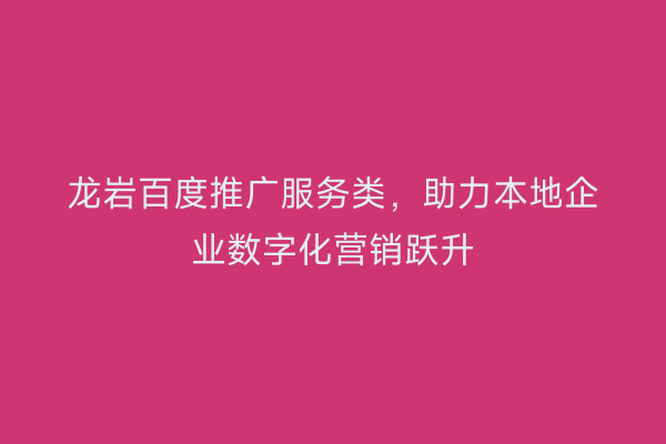 龙岩百度推广服务类,助力本地企业数字化营销跃升