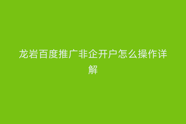 龙岩百度推广非企开户怎么操作详解