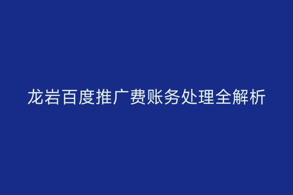 龙岩百度推广费账务处理全解析
