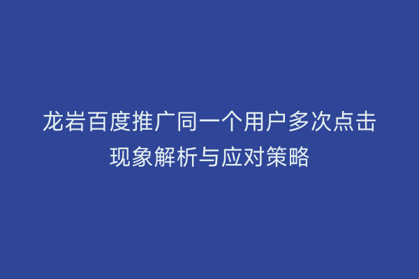 龙岩百度推广同一个用户多次点击现象解析与应对策略