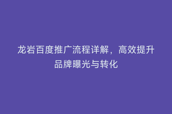 龙岩百度推广流程详解,高效提升品牌曝光与转化