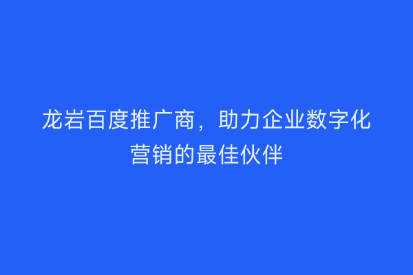 龙岩百度推广商,助力企业数字化营销的最佳伙伴