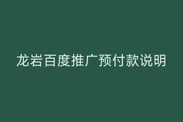 龙岩百度推广预付款说明