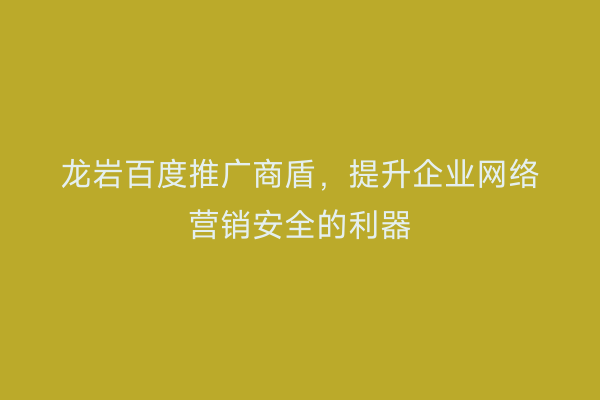 龙岩百度推广商盾,提升企业网络营销安全的利器