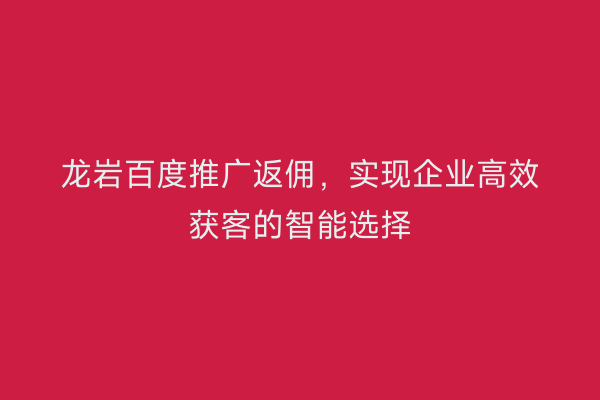 龙岩百度推广返佣,实现企业高效获客的智能选择