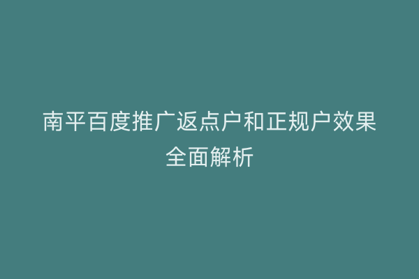 南平百度推广返点户和正规户效果全面解析