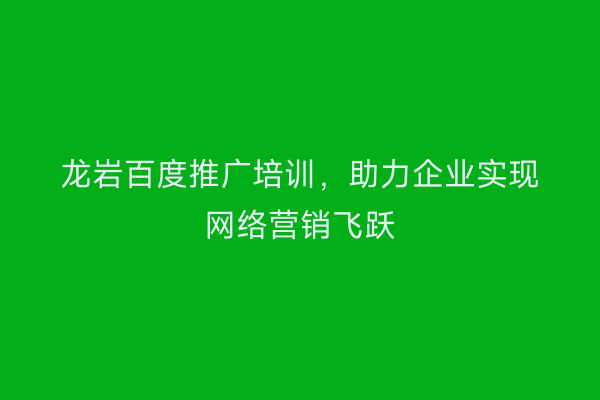 龙岩百度推广培训,助力企业实现网络营销飞跃