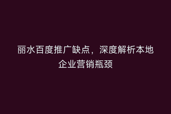 丽水百度推广缺点，深度解析本地企业营销瓶颈