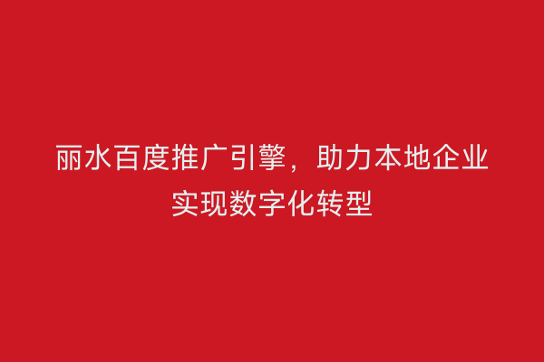 丽水百度推广引擎,助力本地企业实现数字化转型