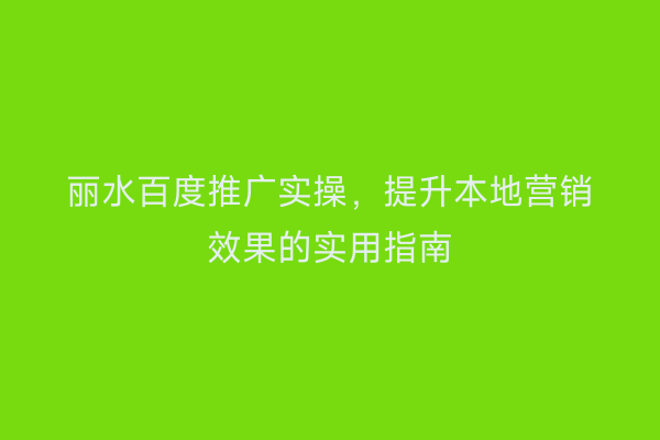 丽水百度推广实操,提升本地营销效果的实用指南
