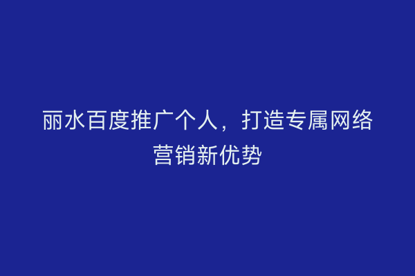 丽水百度推广个人,打造专属网络营销新优势