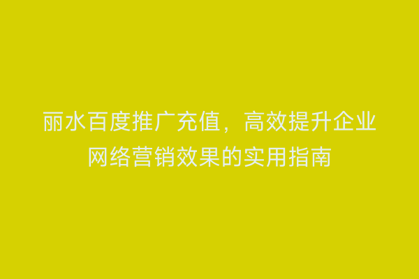 丽水百度推广充值，高效提升企业网络营销效果的实用指南