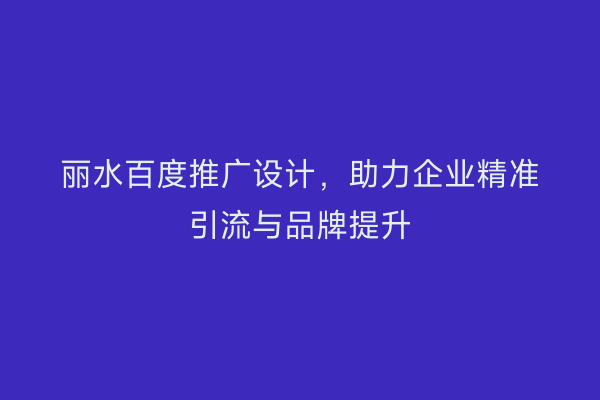 丽水百度推广设计，助力企业精准引流与品牌提升