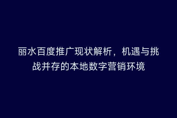 丽水百度推广现状解析，机遇与挑战并存的本地数字营销环境
