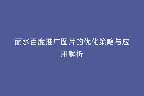丽水百度推广图片的优化策略与应用解析