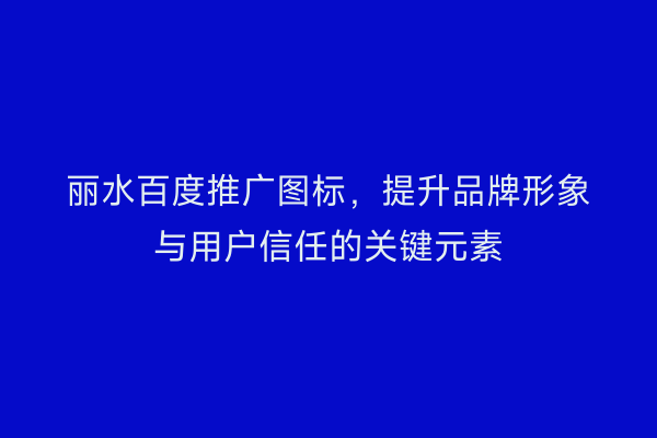 丽水百度推广图标,提升品牌形象与用户信任的关键元素