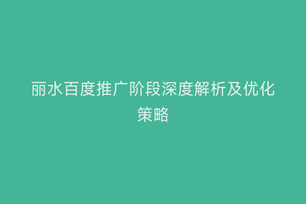 丽水百度推广阶段深度解析及优化策略