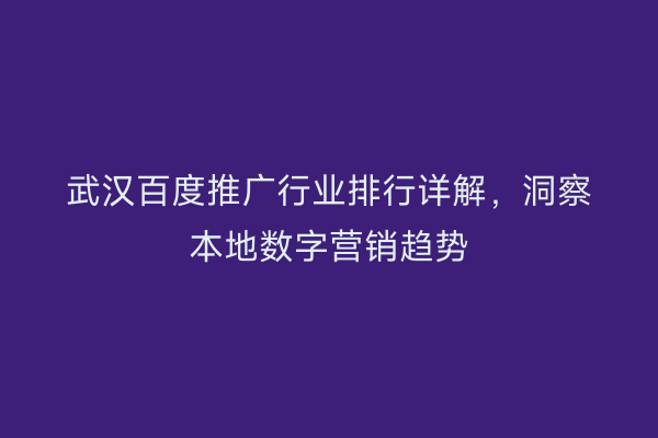 武汉百度推广行业排行详解，洞察本地数字营销趋势