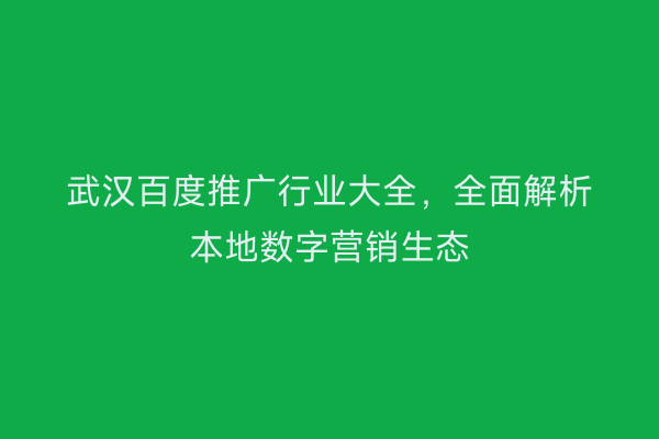 武汉百度推广行业大全，全面解析本地数字营销生态