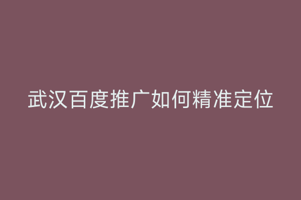武汉百度推广如何精准定位