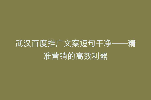 武汉百度推广文案短句干净——精准营销的高效利器