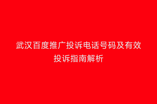 武汉百度推广投诉电话号码及有效投诉指南解析