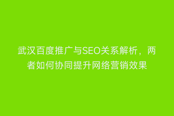 武汉百度推广与SEO关系解析，两者如何协同提升网络营销效果