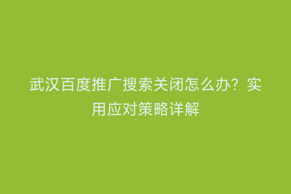武汉百度推广搜索关闭怎么办？实用应对策略详解