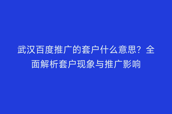 武汉百度推广的套户什么意思？全面解析套户现象与推广影响