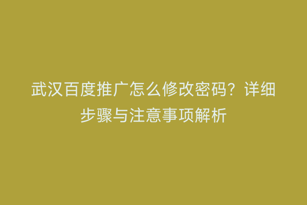 武汉百度推广怎么修改密码？详细步骤与注意事项解析