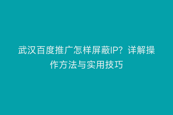 武汉百度推广怎样屏蔽IP？详解操作方法与实用技巧