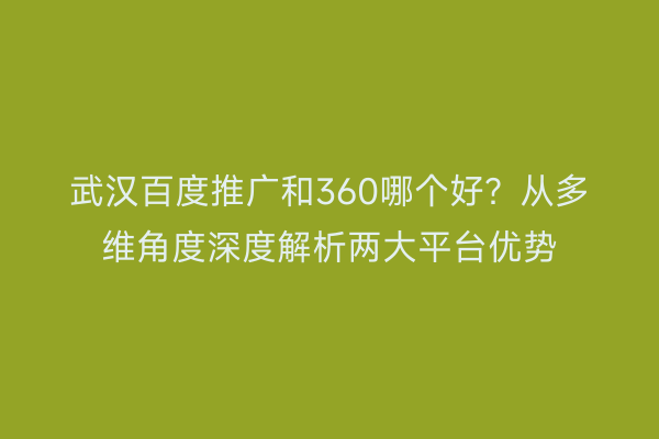 武汉百度推广和360哪个好？从多维角度深度解析两大平台优势