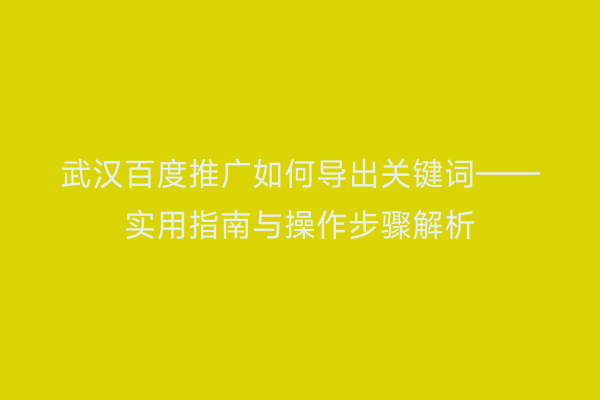 武汉百度推广如何导出关键词——实用指南与操作步骤解析