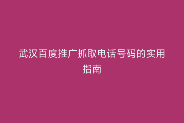 武汉百度推广抓取电话号码的实用指南