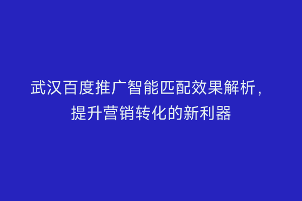 武汉百度推广智能匹配效果解析，提升营销转化的新利器