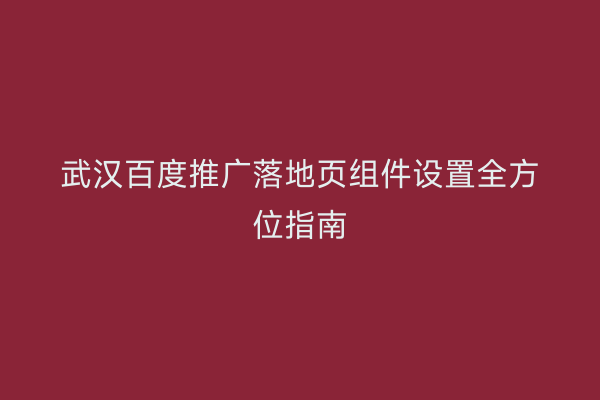 武汉百度推广落地页组件设置全方位指南