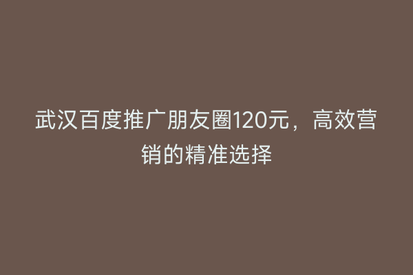 武汉百度推广朋友圈120元，高效营销的精准选择