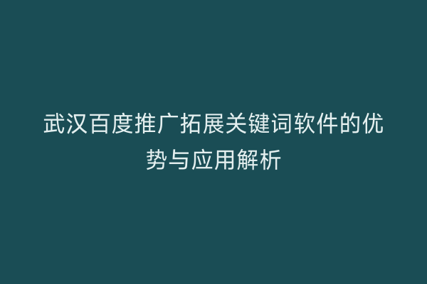武汉百度推广拓展关键词软件的优势与应用解析