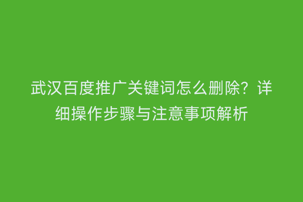武汉百度推广关键词怎么删除？详细操作步骤与注意事项解析