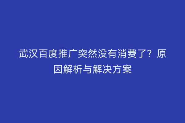 武汉百度推广突然没有消费了？原因解析与解决方案