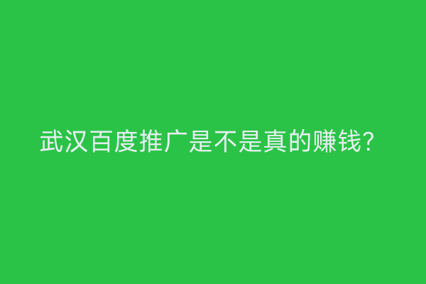 武汉百度推广是不是真的赚钱？