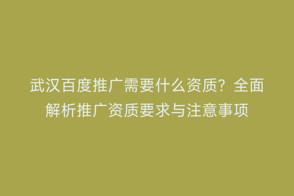 武汉百度推广需要什么资质？全面解析推广资质要求与注意事项