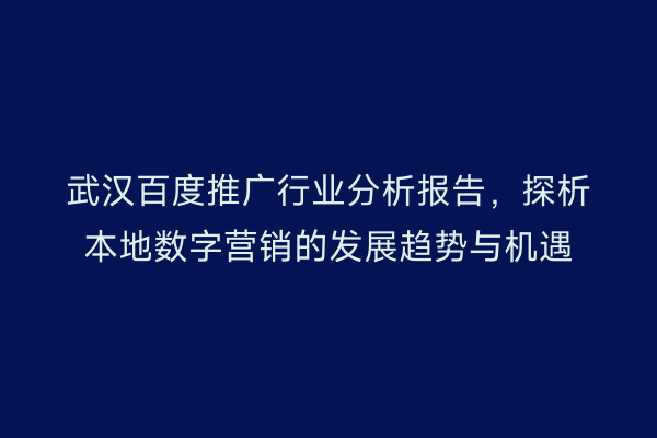 武汉百度推广行业分析报告，探析本地数字营销的发展趋势与机遇