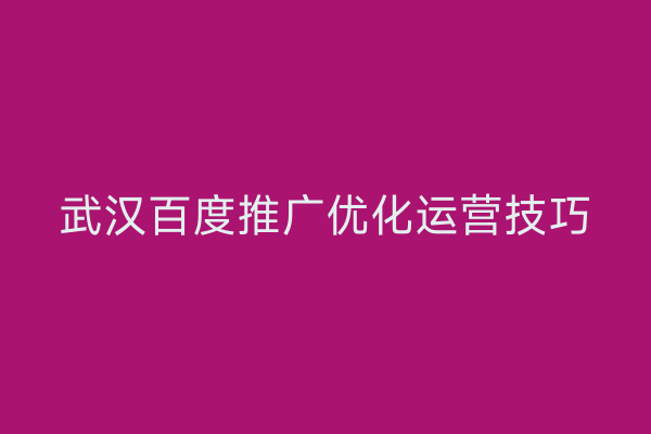 武汉百度推广优化运营技巧