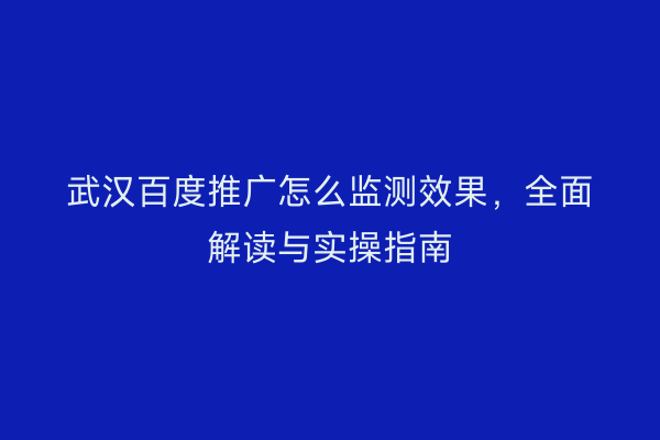 武汉百度推广怎么监测效果，全面解读与实操指南