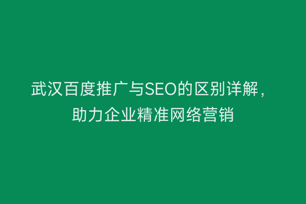 武汉百度推广与SEO的区别详解，助力企业精准网络营销