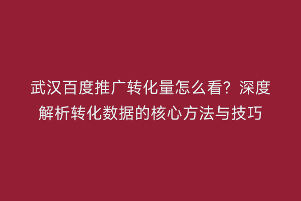 武汉百度推广转化量怎么看？深度解析转化数据的核心方法与技巧