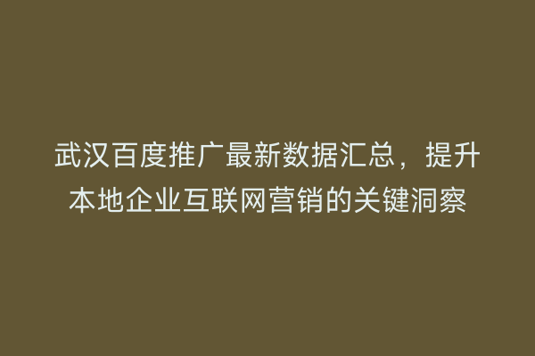 武汉百度推广最新数据汇总，提升本地企业互联网营销的关键洞察