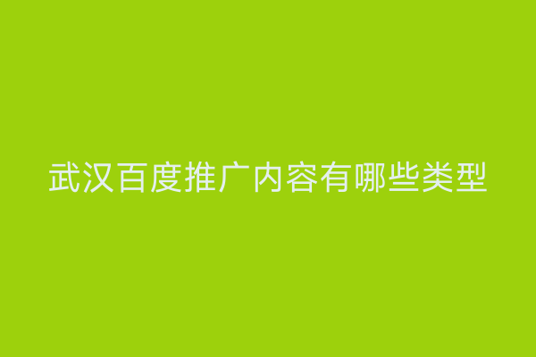 武汉百度推广内容有哪些类型